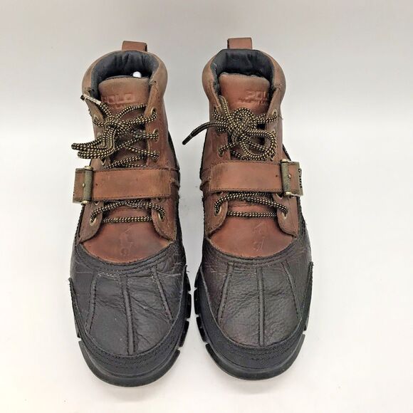 Polo Ralph Lauren Tyrek Boots Men\'s 7D Brown Black Leather Lace Up Buckle Shoes main image 8